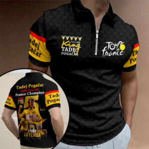 Tadej Pogačar 2026 Tour de France Champion Zip Polo Shirt - TMTHU7862