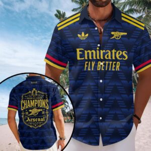 Arsenal FC Premier League Champions 25/26 Short Sleeve Button-Down Shirt – HOATT20011