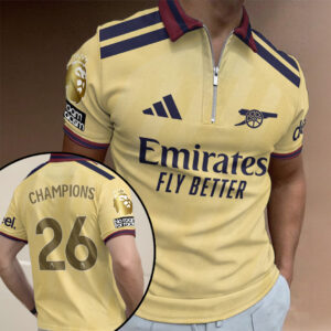 Arsenal FC Premier League Champions 25/26 Zip Polo Shirt - TANTN24711