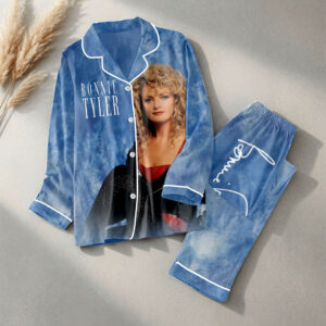 Bonnie Tyler Satin Pajama Set with Piping - HOATT20273