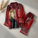 Bonnie Tyler Satin Pajama Set with Piping – HOATT20294