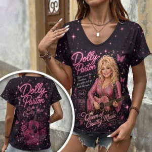 Dolly Parton 3D Women’s V-Neck T-Shirt - TANTN25203