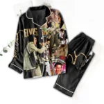 Elvis Presley Satin Pajama Set with Piping – TMTHU8682