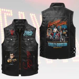 Elvis Presley Premium 2D Sleeveless Leather Vest - HOATT20522