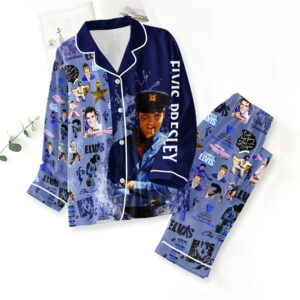 Elvis Presley Satin Pajama Set with Piping - TMTHU7986