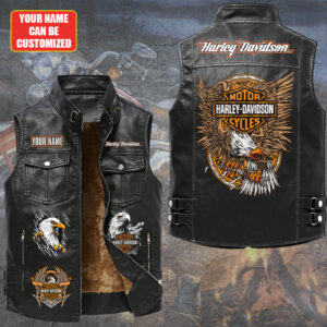 Personalized Harley Davidson Premium 2D Sleeveless Leather Vest - GNE8018