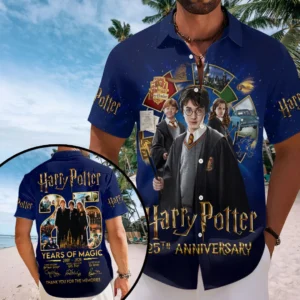 Harry Potter 25th Anniversary Short Sleeve Button-Down Shirt - TMTHU8656