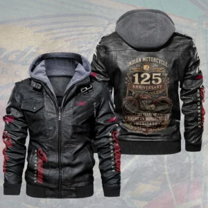 Indian Motorcycle 125th Anniversary 2D Leather Hooded Jacket - TMTHU8761