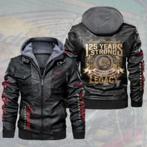 Indian Motorcycle 125th Anniversary 2D Leather Hooded Jacket - TMTHU8767