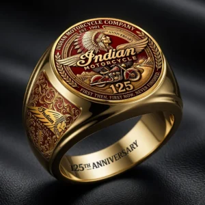 Indian Motorcycle 125th Anniversary 3D Engraved Ring - HOATT20422