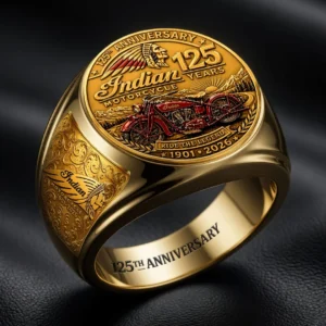 Indian Motorcycle 125th Anniversary 3D Engraved Ring - HOATT20423