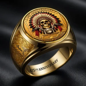 Indian Motorcycle 125th Anniversary 3D Engraved Ring - HOATT20424
