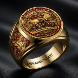 Indian Motorcycle 125th Anniversary 3D Engraved Ring - HOATT20487