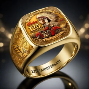 Indian Motorcycle 125th Anniversary 3D Engraved Ring - HOATT20526