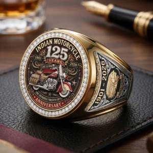 Indian Motorcycle 125th Anniversary 3D Engraved Ring - TMTHU8857