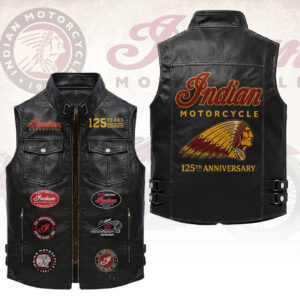 Indian Motorcycle 125th Anniversary Premium 2D Sleeveless Leather Vest - HOATT20262