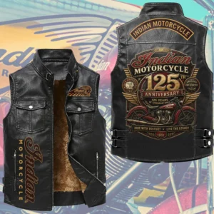 Indian Motorcycle 125th Anniversary Premium 2D Sleeveless Leather Vest - TMTHU8760