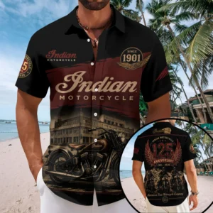 Indian Motorcycle 125th Anniversary Short Sleeve Button-Down Shirt - TMTHU8938