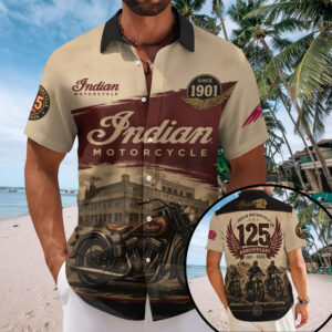 Indian Motorcycle 125th Anniversary Short Sleeve Button-Down Shirt - TMTHU8127