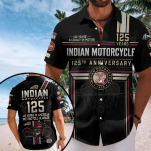 Indian Motorcycle 125th Anniversary Short Sleeve Button-Down Shirt - TMTHU8629