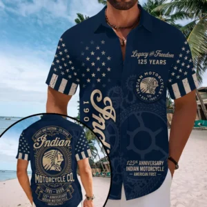 Indian Motorcycle 125th Anniversary Short Sleeve Button-Down Shirt - TMTHU8740