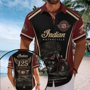 Indian Motorcycle 125th Anniversary Short Sleeve Button-Down Shirt - TMTHU8831