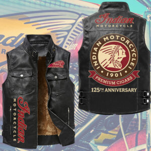 Indian Motorcycle 125th Anniversary Premium 2D Sleeveless Leather Vest - TMTHU8088