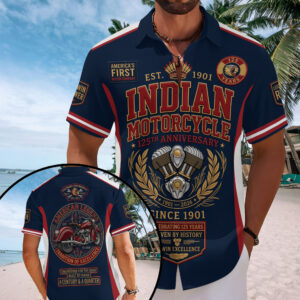 Indian Motorcycle 125th Anniversary Short Sleeve Button-Down Shirt - TMTHU8516