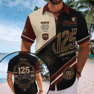Indian Motorcycle 125th Anniversary Short Sleeve Button-Down Shirt - TMTHU8557