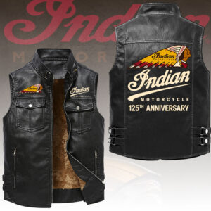 Indian Motorcycle 125th Anniversary Premium 2D Sleeveless Leather Vest - TANTN24853