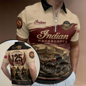 Indian Motorcycle 125th Anniversary Zip Polo Shirt - TMTHU8527