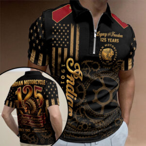 Indian Motorcycle 125th Anniversary Zip Polo Shirt - TMTHU8576