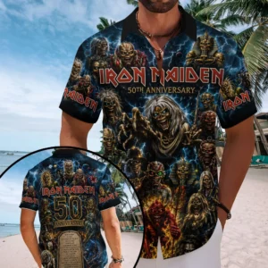 Iron Maiden Short Sleeve Button-Down Shirt - TMTHU8728