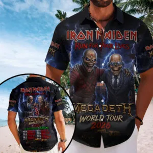 Iron Maiden x Megadeth 2026 World Tour Short Sleeve Button-Down Shirt – TMTHU7922