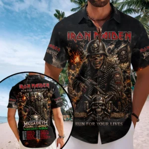 Iron Maiden x Megadeth 2026 World Tour Short Sleeve Button-Down Shirt - TMTHU8859