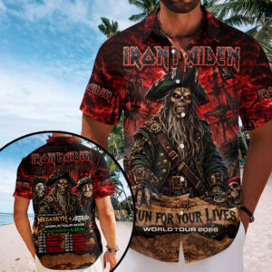 Iron Maiden 2026 World Tour Short Sleeve Button-Down Shirt –  TMTHU8126