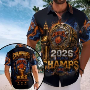 New York Knicks NBA Champions 2026 Short Sleeve Button-Down Shirt – TMTHU8917