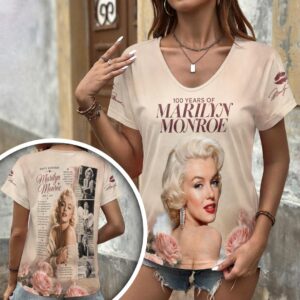 Marilyn Monroe 100th Anniversary 3D Women’s V-Neck T-Shirt - HOATT20039