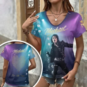Michael Jackson 3D Women’s V-Neck T-Shirt - HOATT20516