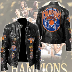 New York Knicks Motorcycle Leather Jacket - TMTHU8978