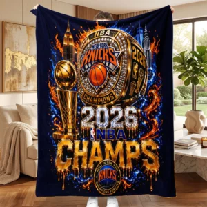 New York Knicks NBA Champions 2026 Fleece Blanket - TMTHU8915