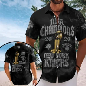 New York Knicks 2026 NBA Finals Champions Short Sleeve Button-Down Shirt – HOATT20716
