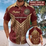 Personalized Indian Motorcycle 125th Anniversary Short Sleeve Button-Down Shirt – TMTHU8593