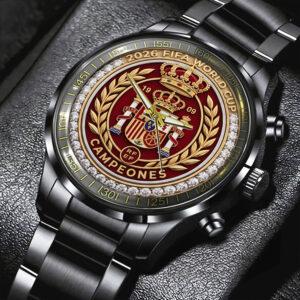 Spain National Team 2026 FIFA World Cup Champions Black Stainless Steel Watch - TMTHU7886