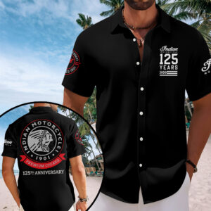 Indian Motorcycle 125th Anniversary Short Sleeve Button-Down Shirt - TANTN24829