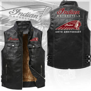 Indian Motorcycle 125th Anniversary Premium 2D Sleeveless Leather Vest - TANTN24851