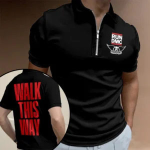 Aerosmith x RUN DMC Walk This Way Zip Polo Shirt - TANTN25351