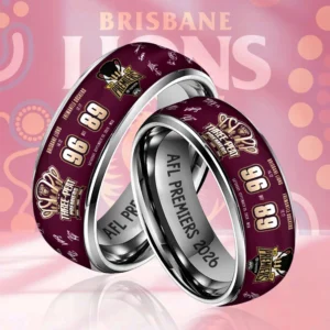 Brisbane Lions 2026 AFL Premiers Custom Alloy Ring - TMTHU9634