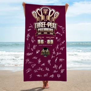 Brisbane Lions 2026 AFL Premiers Rectangle Beach Towel - TMTHU9633