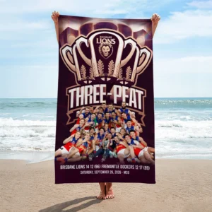 Brisbane Lions 2026 AFL Premiers Rectangle Beach Towel - HOATT21315